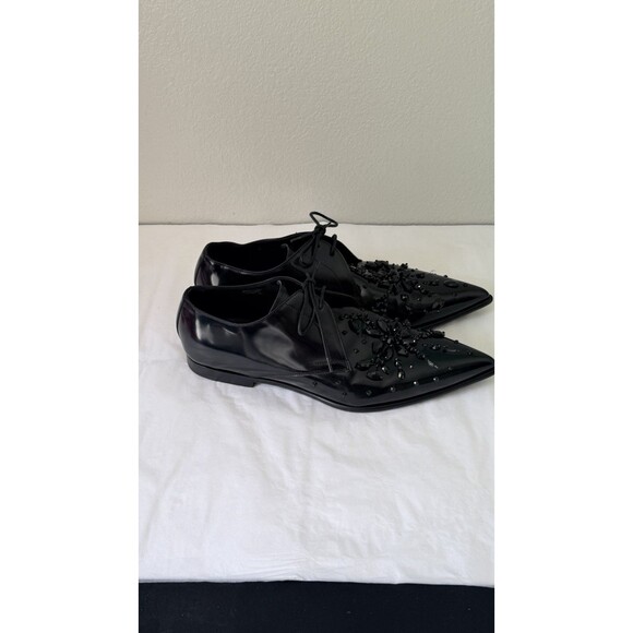 Dolce & Gabbana Black Crystal Oxford Shoes Authenticated Patent Leather Italy Sz main image 8